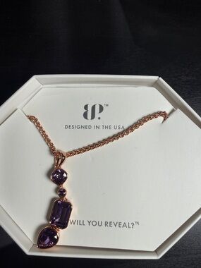 Rose Gold Plated Purple Gem Drop Necklace